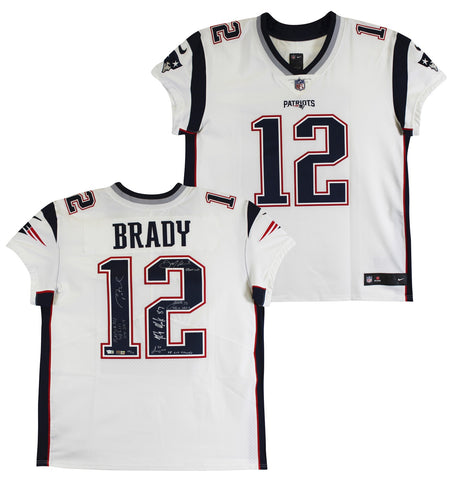 (6) Brady, Gronkowski, Gilmore, Edelman +2 Signed White Nike Elite Jersey BAS