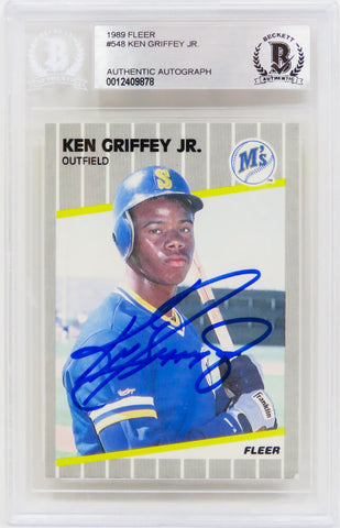 Ken Griffey Jr Autographed Mariners 1989 Fleer Rookie Card #548 -Beckett