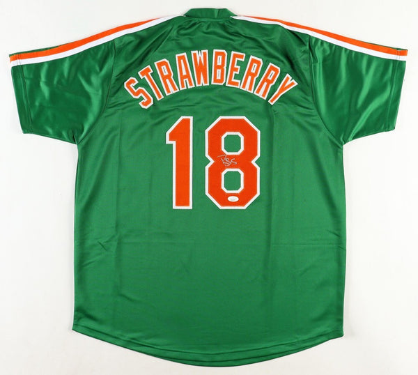 Darryl Strawberry Signed New York Mets St Patrick's Day Jersey (JSA COA) O.F.