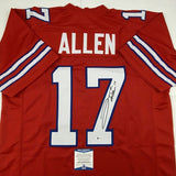 Autographed/Signed Josh Allen Buffalo Red Football Jersey Beckett BAS COA