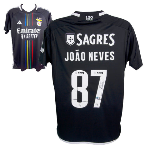 Joao Neves Signed Benfica Away Soccer Jersey #87 with Beckett Witness