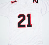 Deion Sanders Autographed White Pro Style Jersey w/Primetime- Beckett W Hologram