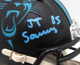 Ja'Tavion Sanders Autographed Panthers Eclipse Black Mini Helmet Beckett BM48199