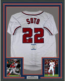 Framed Autographed/Signed Juan Soto 35x39 Washington White Jersey BAS COA