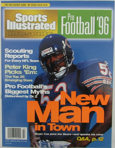 1996 SI Pro Football Preview with Bryan Cox on Cover Newstand 163966