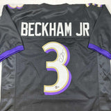 Autographed/Signed Odell Beckham Jr. Baltimore Black Jersey Beckett BAS COA