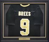 SAINTS DREW BREES AUTOGRAPHED SIGNED FRAMED BLACK JERSEY BECKETT WITNESS 214094