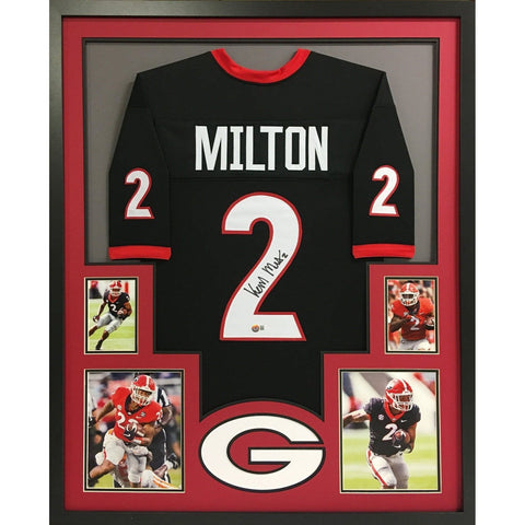 Kendall Milton Autographed Signed Framed Georgia Jersey BECKETT BAS