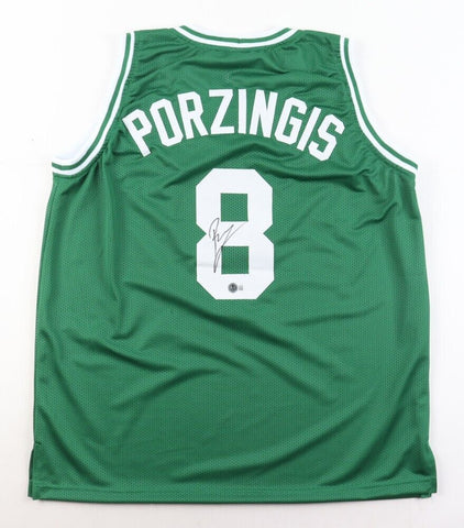 Kristaps Porzingis Signed Boston Celtics Jersey (Beckett) 2014 Top 4 Draft Pick