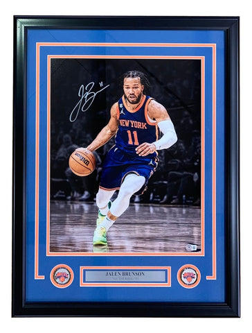 Jalen Brunson Signed Framed 16x20 New York Knicks Photo BAS ITP