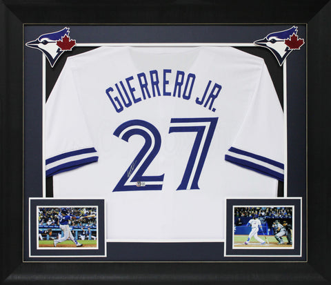 Vladimir Guerrero Jr. Authentic Signed White Pro Style Framed Jersey BAS Witness