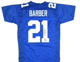 Tiki Barber Autographed Blue Pro Style Jersey - Beckett W Hologram *Black