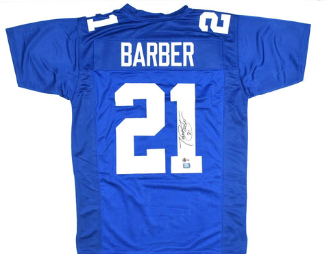 Tiki Barber Autographed Blue Pro Style Jersey - Beckett W Hologram *Black