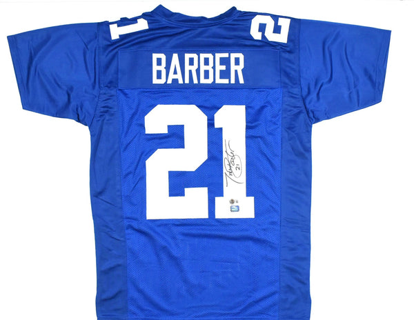 Tiki Barber Autographed Blue Pro Style Jersey - Beckett W Hologram *Black