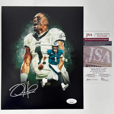 Autographed/Signed Jalen Hurts Philadelphia Eagles 8x10 Football Photo JSA COA 1