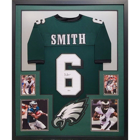 DeVonta Smith Autographed Signed Framed Philadelphia Eagles Jersey BECKETT
