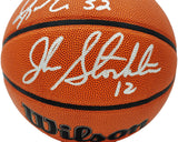 STOCKTON & MALONE AUTOGRAPHED INDOOR/OUTDOOR BASKETBALL JAZZ BECKETT 235781