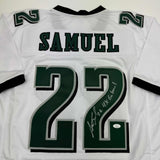 Autographed/Signed Asante Samuel Sr. "4x Pro Bowl" White Jersey JSA COA