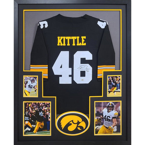 George Kittle Autographed Signed Framed Black Iowa Hawkeyes Jersey PSA/DNA