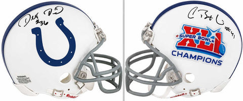 Antoine Bethea & Dexter Reid Signed Colts SB XLI Riddell Mini Helmet - (SS COA)