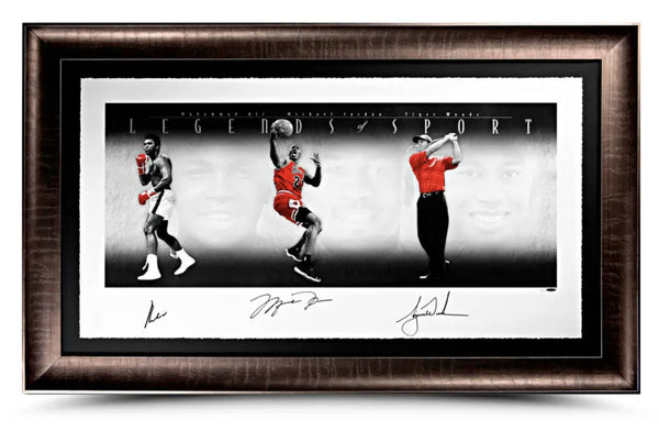 Michael Jordan Tiger Woods & Ali Signed "Legends of Sport" Platinum Litho UDA LE