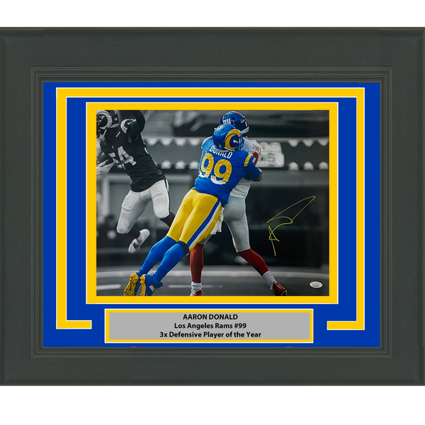 Framed Autographed/Signed Aaron Donald Los Angeles Rams 16x20 Photo JSA COA #4