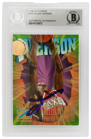 Allen Iverson Signed 76ers 1996-97 Skybox Z Force RC Card #151 (Beckett Slabbed)