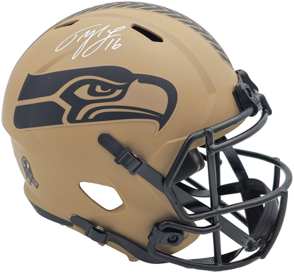 TYLER LOCKETT AUTOGRAPHED SEAHAWKS SALUTE TO SERVICE FULL SIZE HELMET MCS 236384