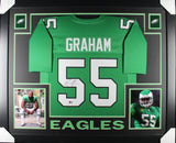 BRANDON GRAHAM (Eagles kelly green SKYLINE) Signed Autographed Framed Jersey JSA
