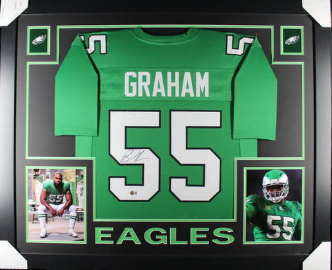 BRANDON GRAHAM (Eagles kelly green SKYLINE) Signed Autographed Framed Jersey JSA