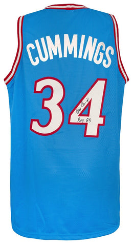 Terry Cummings Signed Blue T/B Custom Basketball Jersey w/83 ROY -(SCHWARTZ COA)