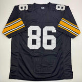Autographed/Signed Hines Ward Pittsburgh Black Retro Football Jersey Beckett COA