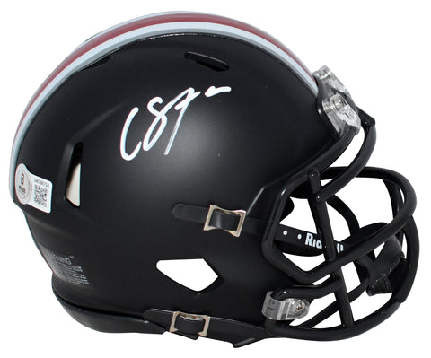 CADE STOVER AUTOGRAPHED OHIO STATE BUCKEYES BLACK SPEED MINI HELMET BECKETT