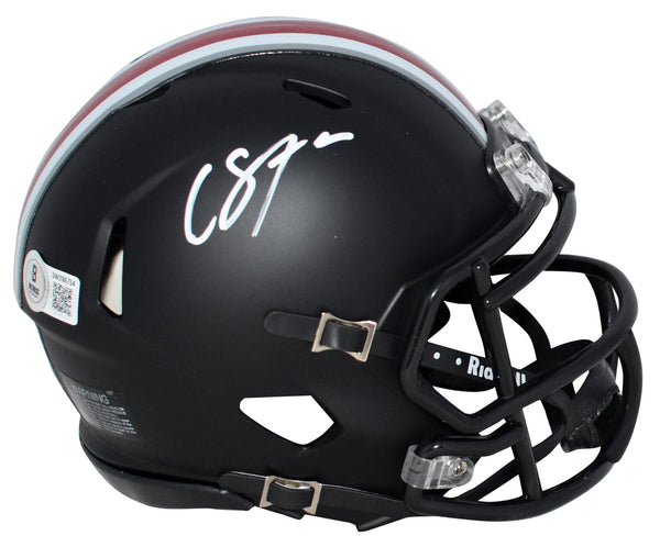 CADE STOVER AUTOGRAPHED OHIO STATE BUCKEYES BLACK SPEED MINI HELMET BECKETT