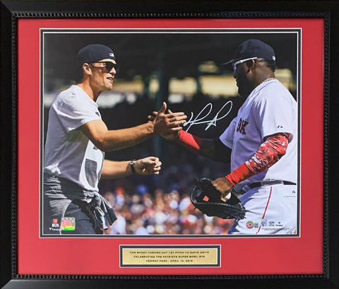 David Ortiz Autographed Red Sox Signed 16x20 Framed Photo With Tom Brady Beckett