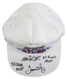 Magic Johnson & James Worthy "Finals MVP" Signed 1987-88 NBA Champions Hat BAS 2