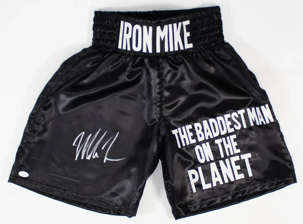 Iron Mike Tyson Signed "The Baddest Man on the Planet" Boxing Trunks (JSA COA)