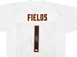 CHICAGO BEARS JUSTIN FIELDS AUTOGRAPHED WHITE JERSEY BECKETT BAS QR 220555