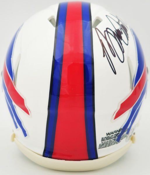 BRUCE SMITH AUTOGRAPHED BILLS WHITE SPEED MINI HELMET BECKETT WITNESS – Super Sports Center