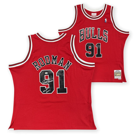Dennis Rodman Autographed Chicago Bulls Mitchell & Ness Jersey HOF 2011 JSA