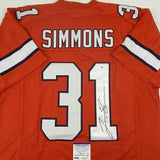 Autographed/Signed Justin Simmons Denver Retro Orange Football Jersey PSA/DNA CO
