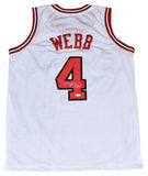 SPUD WEBB SIGNED NORTH CAROLINA NC STATE WOLFPACK #4 WHITE JERSEY JSA