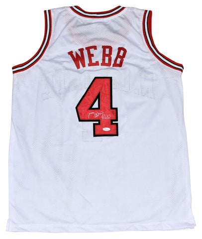 SPUD WEBB SIGNED NORTH CAROLINA NC STATE WOLFPACK #4 WHITE JERSEY JSA