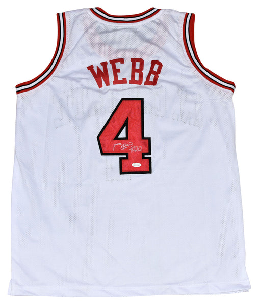 SPUD WEBB SIGNED NORTH CAROLINA NC STATE WOLFPACK #4 WHITE JERSEY JSA