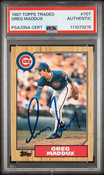 Cubs Greg Maddux Authentic Signed 1987 Topps Traded #70T Rookie Card PSA Slabbed