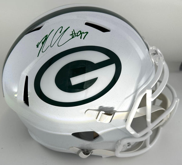 Packers KENNY CLARK Signed Full Size ALTERNATE WHITE Replica Speed Helmet AUTO