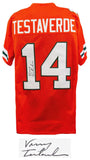 Vinny Testaverde Signed Orange Throwback Custom Football Jersey - (SCHWARTZ COA)