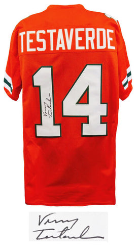 Vinny Testaverde Signed Orange Throwback Custom Football Jersey - (SCHWARTZ COA)