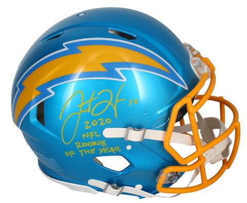Justin Herbert Autographed "2020 ROY" Chargers Flash Authentic Helmet Beckett