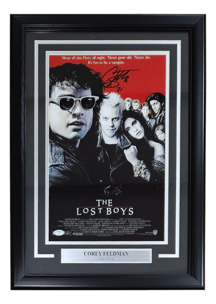 Corey Feldman Signed Framed 11x17 The Lost Boys Photo Peace Inscr PSA/DNA ITP